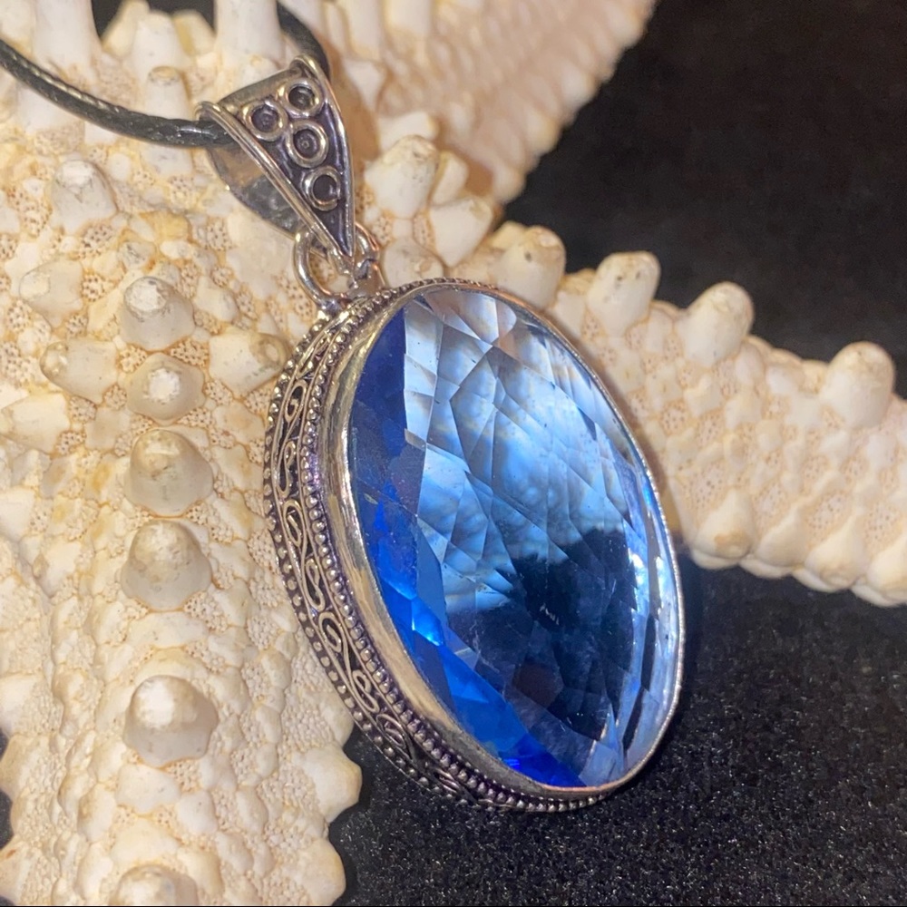 Sparkly Blue Quartz statement pendant